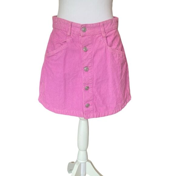Free People Ray Cord Mini Skirt Bubblegum Pink Womens Size 4 NWOT - Picture 4 of 13